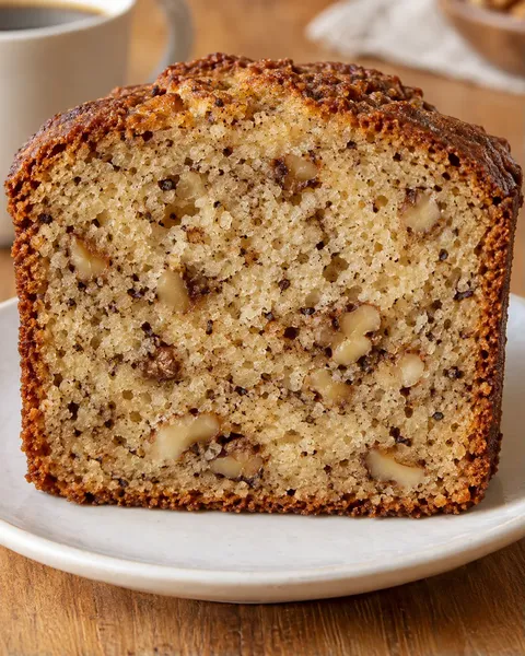 Smörkaka i avlång form med kaffe och valnötter