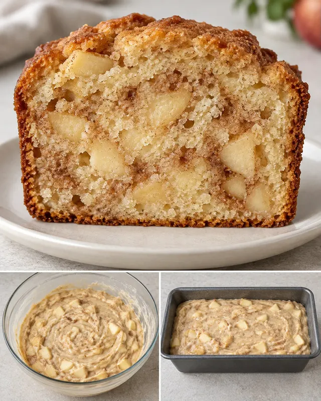 Smörkaka i avlång form med kanel och äpple