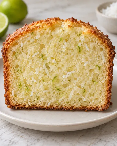 Smörkaka i avlång form med kokos och lime
