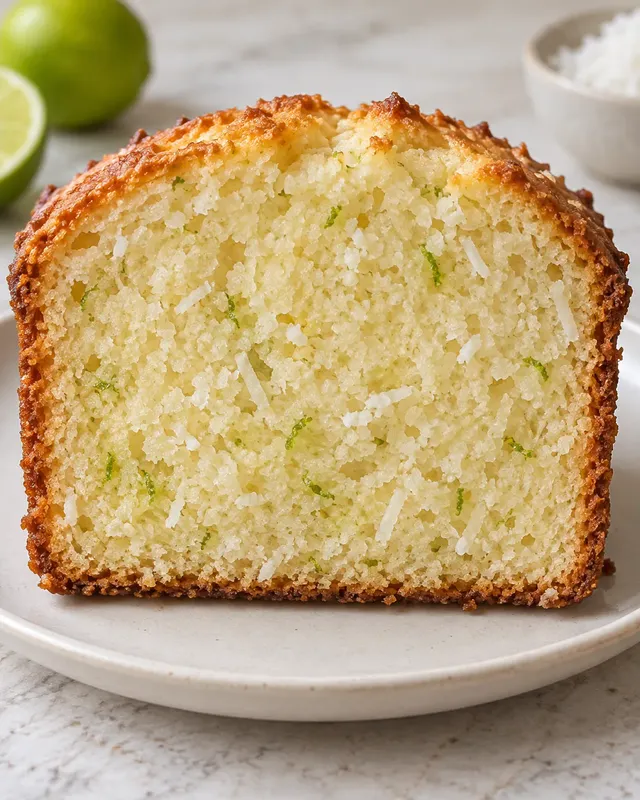 Smörkaka i avlång form med kokos och lime