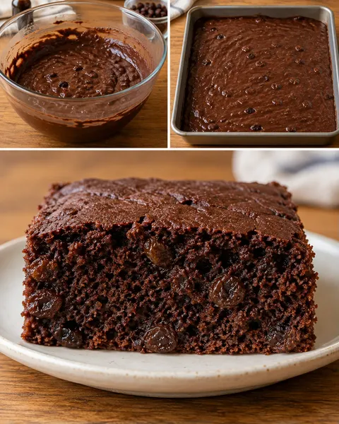 Chokladkaka i långpanna med vanilj och russin