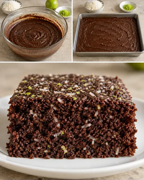 Chokladkaka i långpanna med kokos och lime