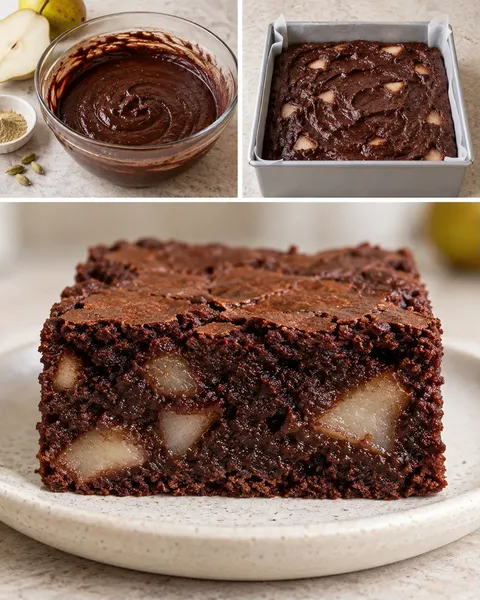Brownies med kardemumma och päron