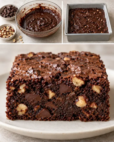Brownies med choklad och hasselnötter