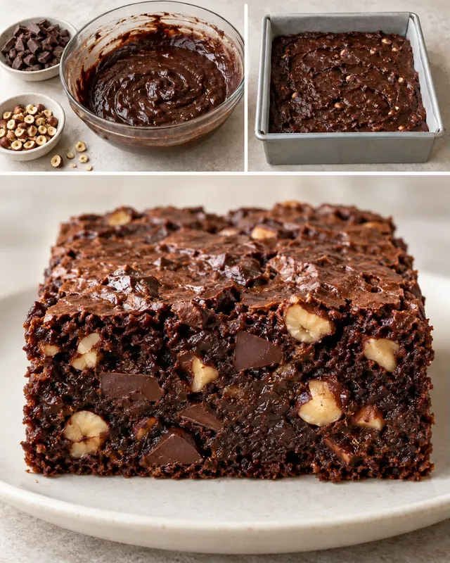 Brownies med choklad och hasselnötter