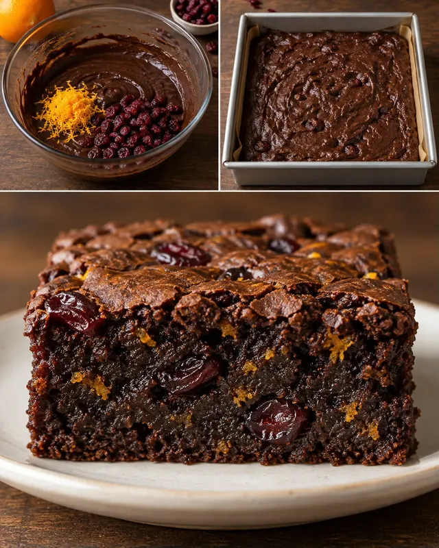 Brownies med tranbär och apelsin