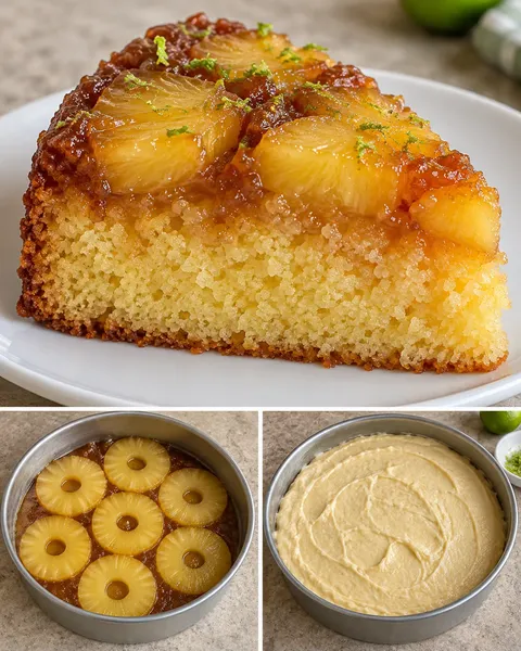 Upp-och-ned-kaka med ananas och lime