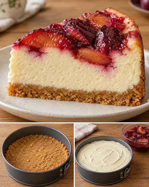 Ugnsbakad cheesecake med plommon och vanilj