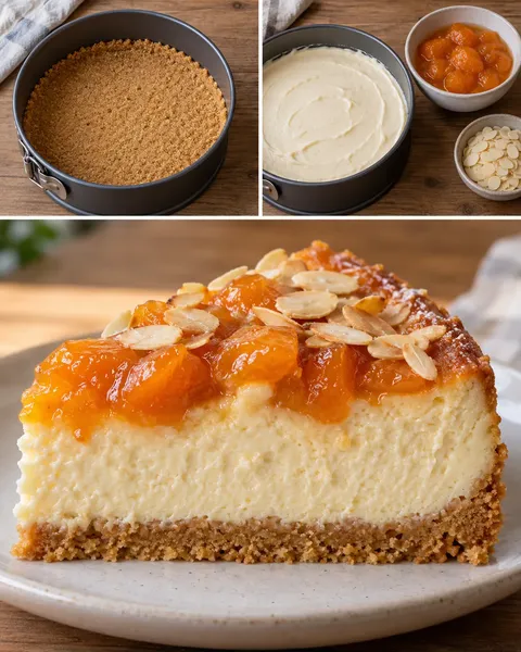 Ugnsbakad cheesecake med aprikoser och mandel