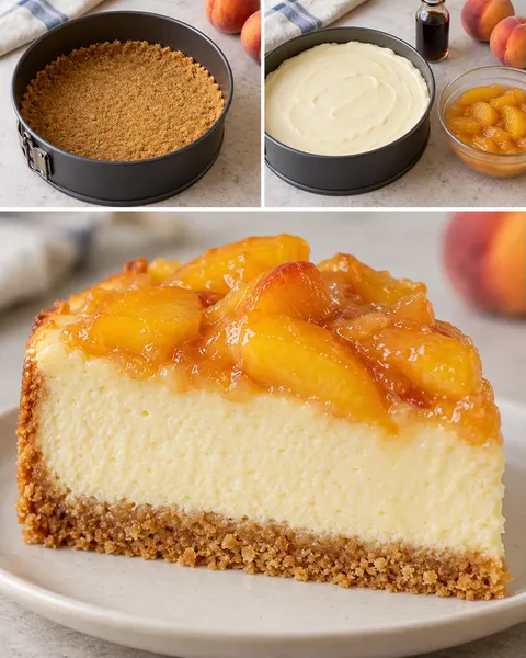 Ugnsbakad cheesecake med persikor och vanilj