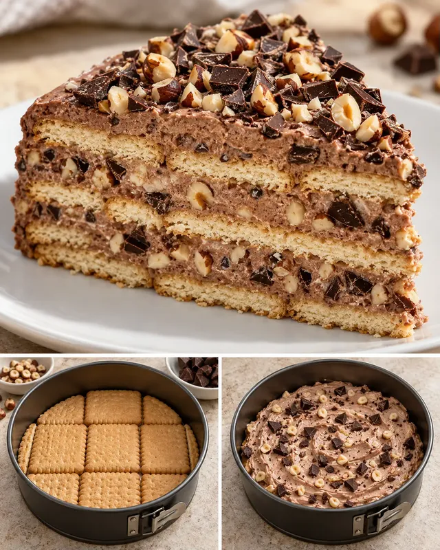 Kexkaka utan ugn med choklad och hasselnötter