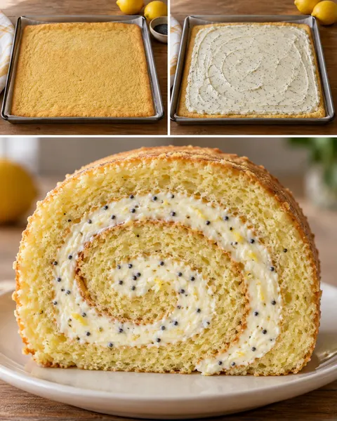 Rulltårta med citron och vallmofrön