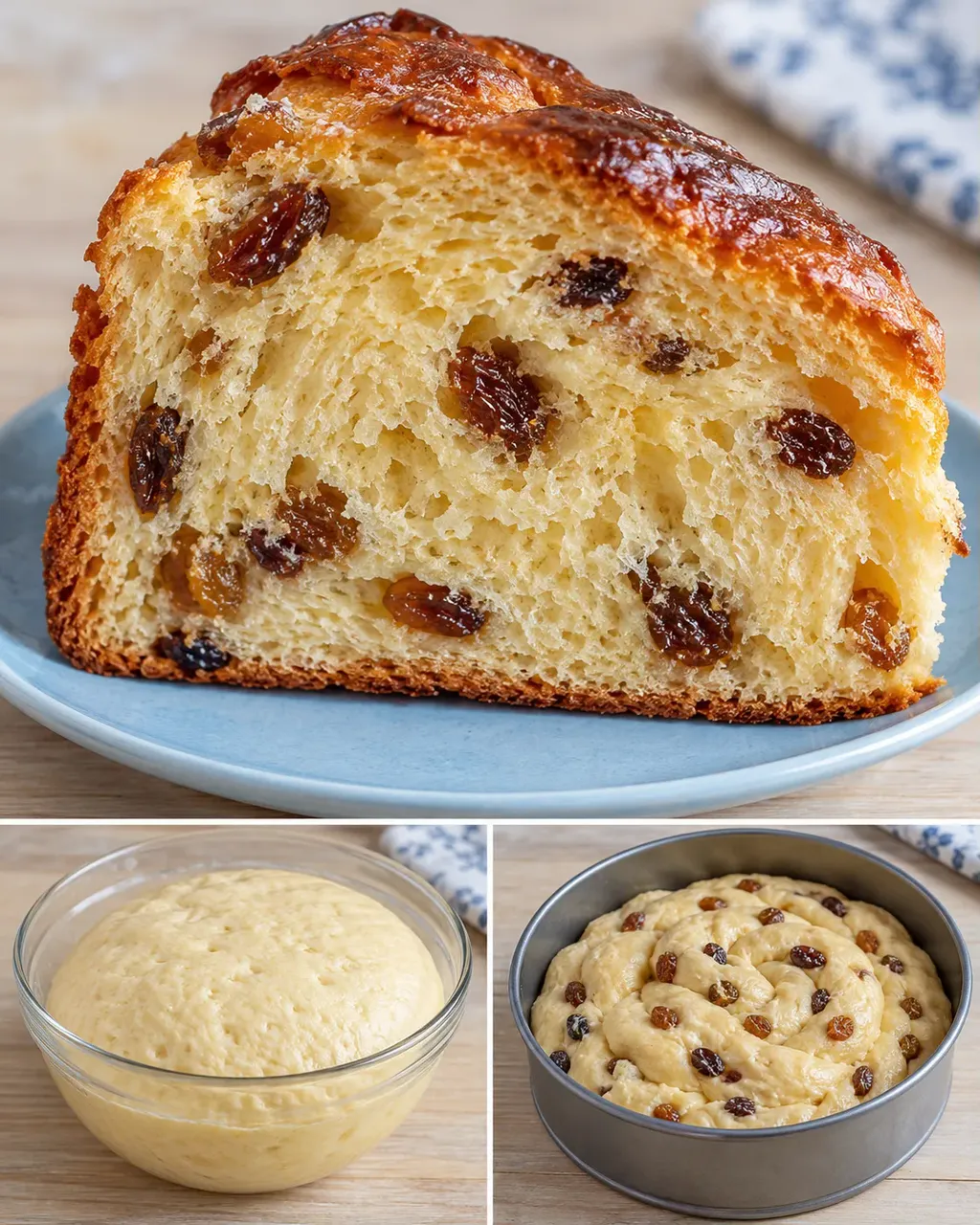 Söt jästkaka med vanilj och russin