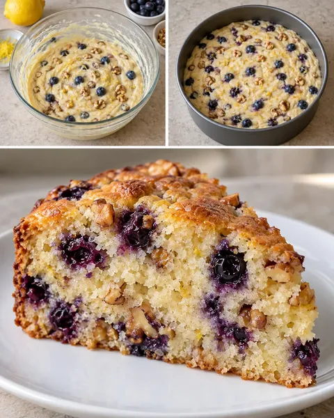 Yoghurtkaka med blåbär och citron — valnötter