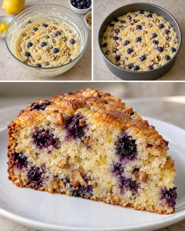 Yoghurtkaka med blåbär och citron — valnötter