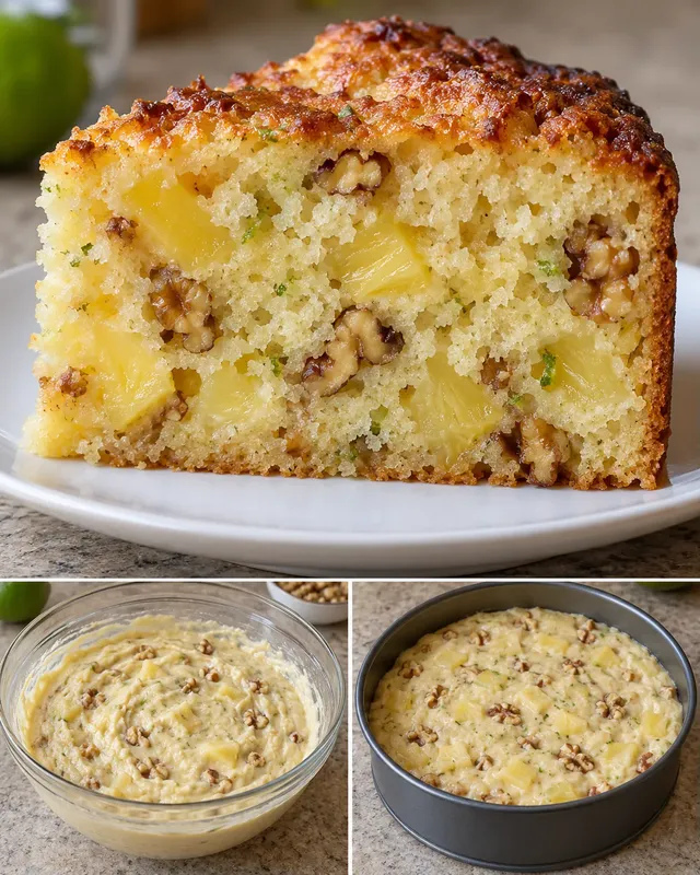 Yoghurtkaka med ananas och lime — valnötter