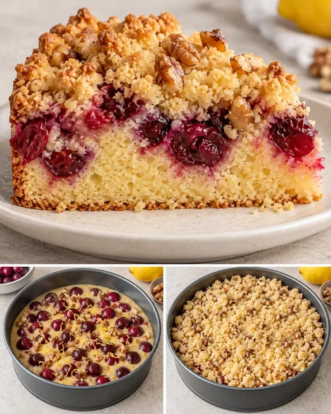 Smulkaka med körsbär och citron — valnötter
