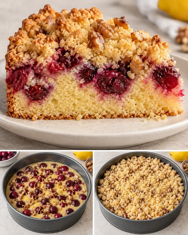 Smulkaka med körsbär och citron — valnötter