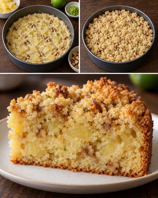 Smulkaka med ananas och lime — valnötter