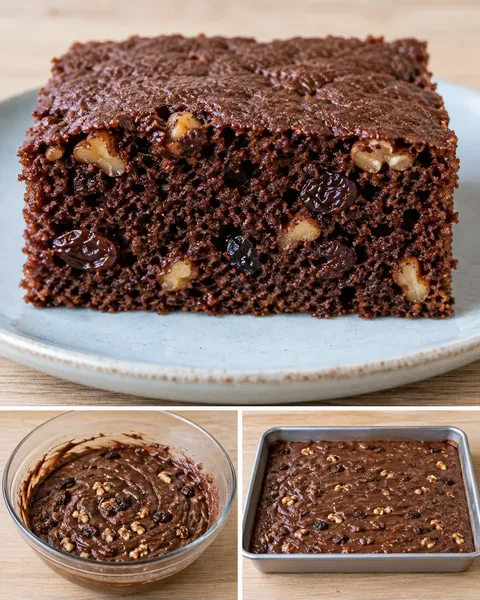 Chokladkaka i långpanna med vanilj och russin — valnötter