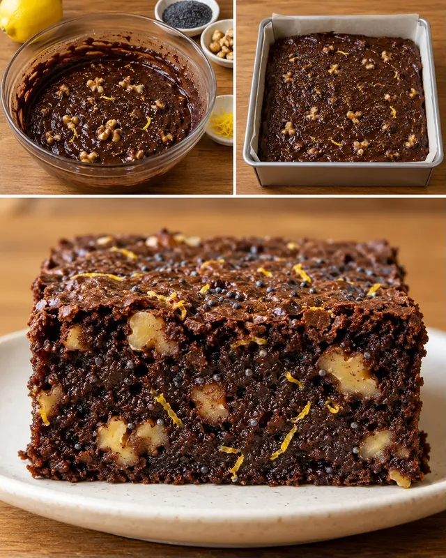 Brownies med citron och vallmofrön — valnötter