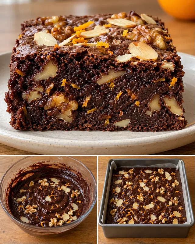 Brownies med apelsin och mandel — valnötter