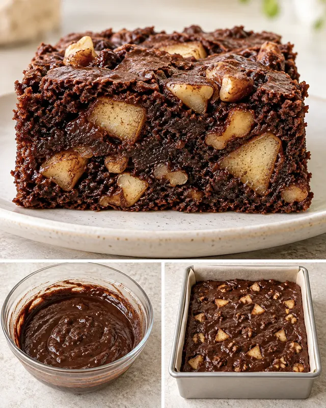 Brownies med kanel och äpple — valnötter