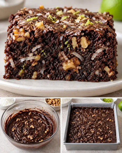 Brownies med kokos och lime — valnötter