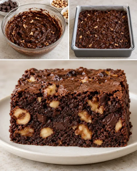 Brownies med choklad och hasselnötter — valnötter