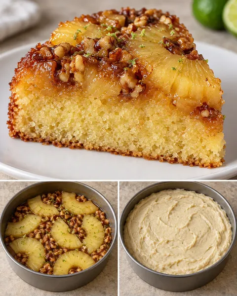 Upp-och-ned-kaka med ananas och lime — valnötter