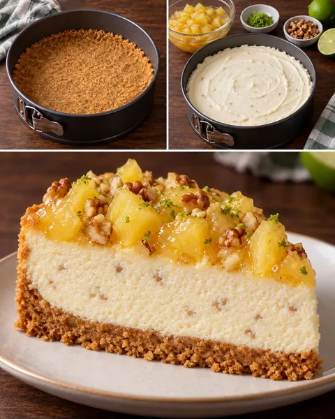 Ugnsbakad cheesecake med ananas och lime — valnötter