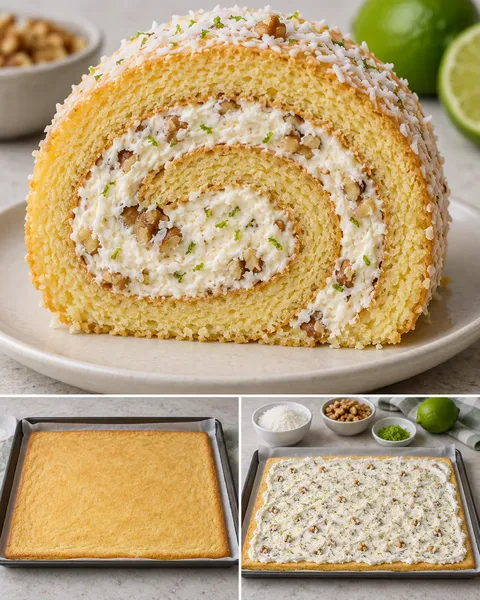 Rulltårta med kokos och lime — valnötter