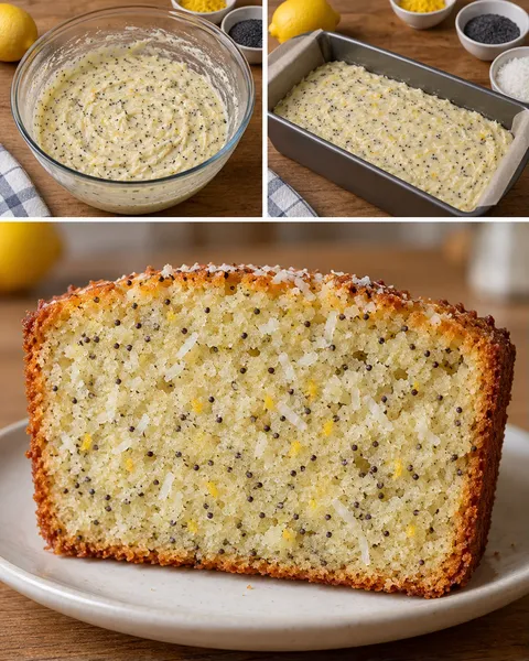Smörkaka i avlång form med citron och vallmofrön — kokos