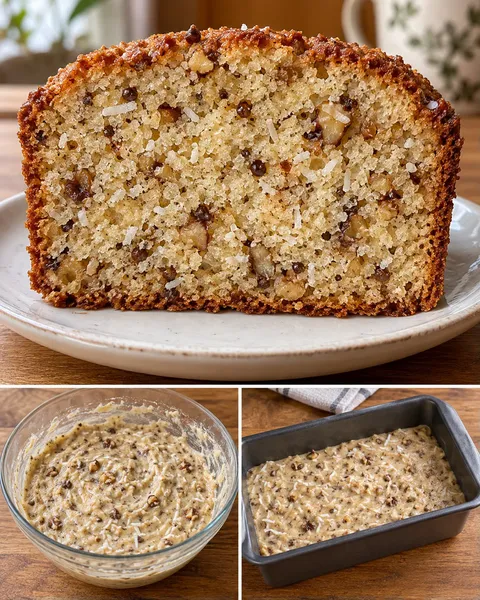 Smörkaka i avlång form med kaffe och valnötter — kokos