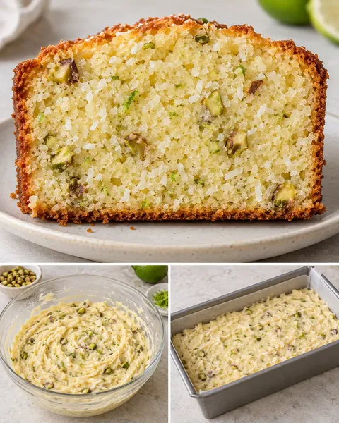Smörkaka i avlång form med kokos och lime — pistagenötter