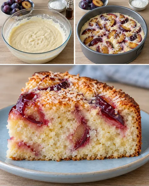 Yoghurtkaka med plommon och vanilj — kokos