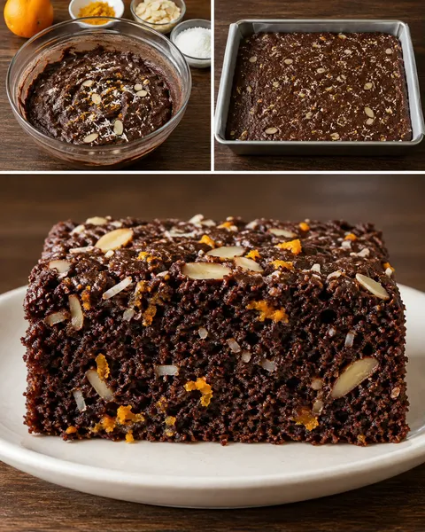 Chokladkaka i långpanna med apelsin och mandel — kokos