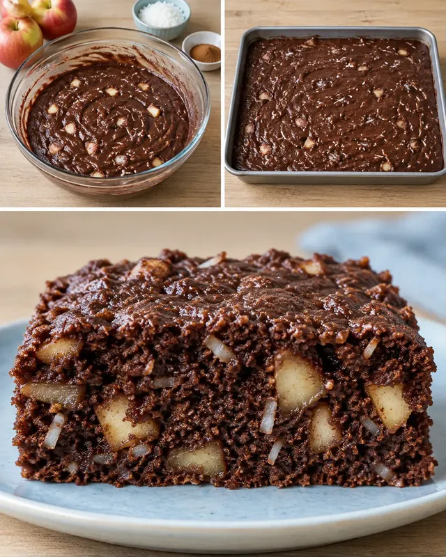 Chokladkaka i långpanna med kanel och äpple — kokos