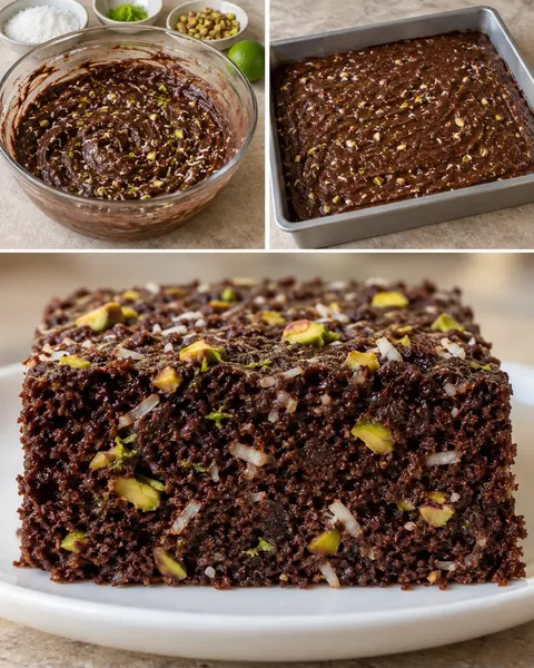 Chokladkaka i långpanna med kokos och lime — pistagenötter