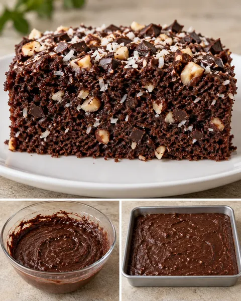Chokladkaka i långpanna med choklad och hasselnötter — kokos