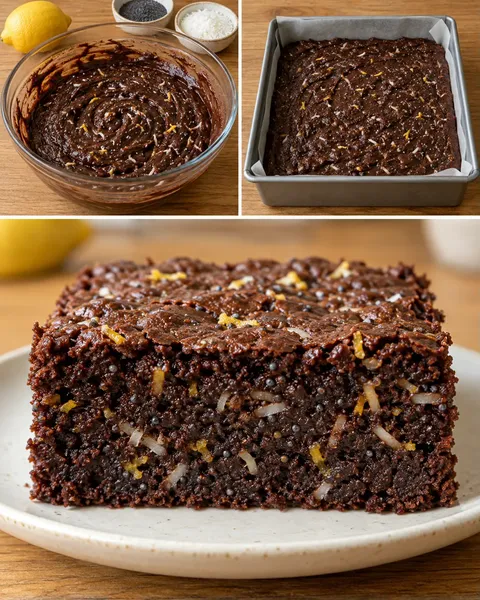 Brownies med citron och vallmofrön — kokos