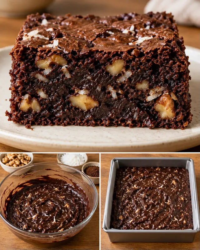 Brownies med kaffe och valnötter — kokos