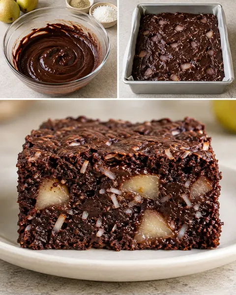 Brownies med kardemumma och päron — kokos