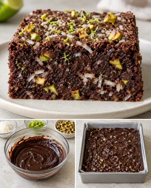 Brownies med kokos och lime — pistagenötter