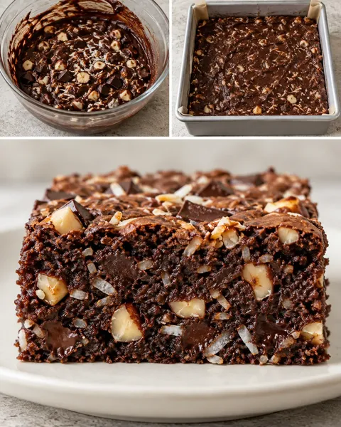 Brownies med choklad och hasselnötter — kokos