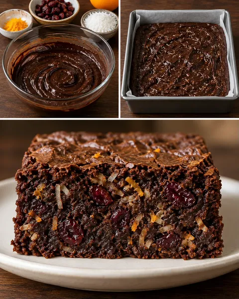 Brownies med tranbär och apelsin — kokos
