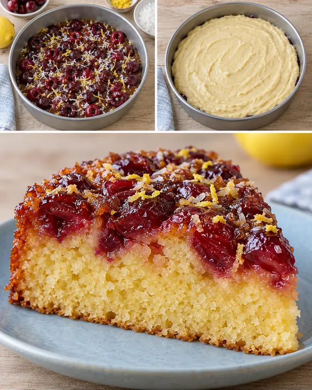 Upp-och-ned-kaka med körsbär och citron — kokos
