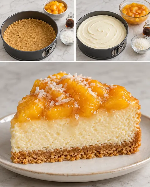 Ugnsbakad cheesecake med persikor och vanilj — kokos