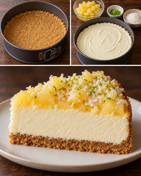 Ugnsbakad cheesecake med ananas och lime — kokos