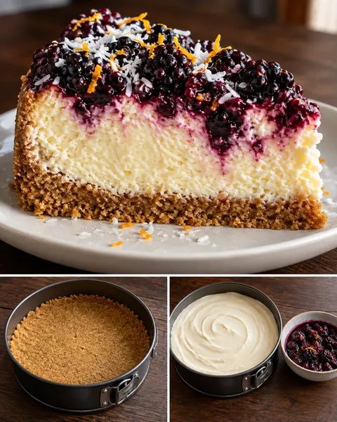 Ugnsbakad cheesecake med björnbär och apelsin — kokos